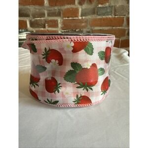 Strawberry Wired Edge Ribbon 2.5 Inch Summer Fruit Wired Ribbon for Bow Wreath